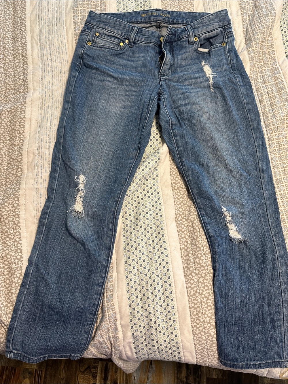 Michael Kors Women's Distressed Blue Denim Jeans